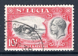 St Lucia 1936 KGV Pictorials - P.14 - 10/- Badge Of The Colony Used (SG 124) - Ste Lucie (...-1978)