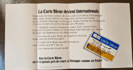 Dépliant "La Carte Bleue Devient Internationale" Avec 48 Drapeaux Du Monde - Publicités