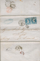 1862 - LAC PC 1896 - Càd Type 15 - Marseille  >>>> Zurich Oblit Bureau Français De Bale  Y&T 14A X 2 - ( Voir 3 Scans) - Entry Postmarks