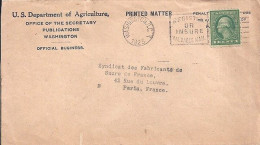 USA N° 182 S/L. DE WASHINGTON/1923  POUR LA FRANCE - Covers & Documents