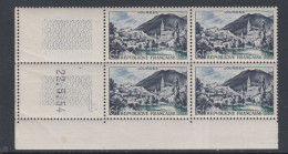 France N° 976 XX Lourdes En Bloc De 4 Coin Daté Du 22 . 5 . 54 ; 2 Traits Sans Charnière, TB - 1950-1959