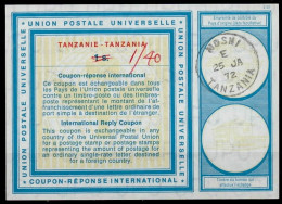 TANZANIE TANZANIA  Vi19  1/40 On 1s.  International Reply Coupon Reponse Antwortschein IRC IAS  MOSCHI 25.01.72 - Tanzania (1964-...)