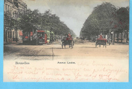 Bruxelles-1901-Avenue Louise-Attelage-Tram-Tramway-Strassenbahn-Cachet "Bruxelles Et Alost-1901"-Colorisée - Avenues, Boulevards