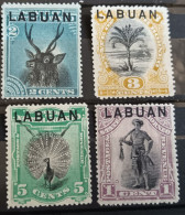 Bornéo Surcharge Labuan (4 Timbres Sans Gomme) - Noord Borneo (...-1963)