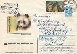 RUSSIA [USSR]: 1988 W.W.F. RED BOOK - PANDA BEAR Used Postal Stationery Cover - Registered Shipping! - 1980-91