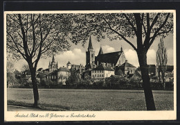 AK Ansbach, Blick Auf St. Johannis-und Gumbertuskirche  - Ansbach