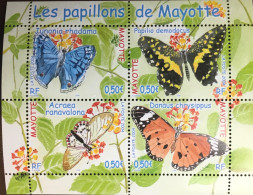 Mayotte 2004 Butterflies Sheetlet MNH - Vlinders