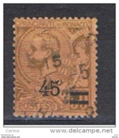 MONACO:  1924  SOPRASTAMPATO  -  45/50 C.  LILLA  BRUNO  ARANCIO  US. -  YV/TELL. 70 - Gebraucht