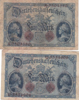 LOT DE 2 BILLETS ALLEMANDS 5 - Sonstige & Ohne Zuordnung