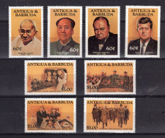 Antigua Barbuda Serie 8v Politicians Churchill Kennedy Gandhi Mao Train Military De Gaulle MNH - Antigua Y Barbuda (1981-...)