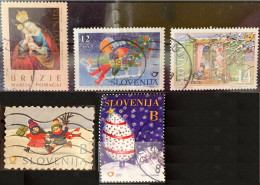 SLOVENIA 1995-2001 Christmas & New Year 5 Postally Used Stamps Michel # 127,171,211,330,373 - Slovénie