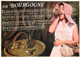 Vignes - Bourgogne - Paroles Et Partitions De Chanson - Femme - Folklore - CPM - Flamme Postale - Voir Scans Recto-Verso - Vines