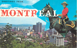 Canada Greetings From Montreal Cityscape & Mounted Police Officer In Uniform - Montreal