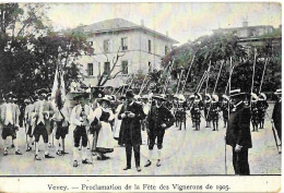 VD VEVEY PROCLAMATION DE LA FÊTE DES VIGNERONS DE 1905 - Circulé 10.06.1905 Vers Dresden Allemagne - Vevey