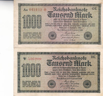 REICHSBANKNOTE 10000 LOT DE 2 BILLETS - Otros & Sin Clasificación