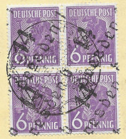 Philatelistic Envelope With 26. June 1948 (almost FDC) Special Cancel On Dresden 14 Overprint Bloc - Storia Postale