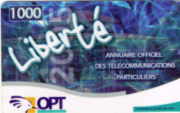 NOUVELLE CALEDONIE NEW CALEDONIA Telecarte Phonecard Prepayee Prepaid Liberte 1000 F Annuaire Ex.2016 UT BE - Nuova Caledonia