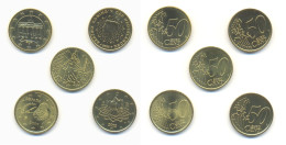 5x 0,50€ Cents Euros 2000, 2002 - Sonstige & Ohne Zuordnung