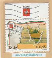USATI ITALIA 2006 - Ref.1010D "REGIONI D'ITALIA: Toscana" 1 Val. Con Bandella - - 2001-10: Usati