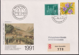 1991 Schweiz Tag Der Briefmarke Einsiedeln, Mi:CH 766+1457,Yt:CH 660A+1385, Zum:CH 393+J321 - Día Del Sello