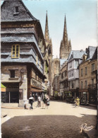 29. QUIMPER. CPA. VIEILLES MAISONS DE LA RUE KEREON. ANIMATION. ANNEE 1961 + TEXTE - Quimper