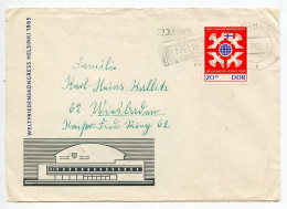 Germany, East 1965 Cover; Suhl To Wiesbaden; 20pf.+5pf. World Peace Conference In Helsinki Semi-Postal Stamp - Covers & Documents