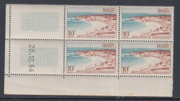 France N° 978 XX Royan  En Bloc De 4 Coin Daté Du  20 . 12  54 ; 2 Traits, Sans Charnière, TB - 1950-1959