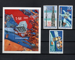 DDR 1978 Space, Interkosmos Program Set Of 3 + S/s MNH - Europa