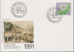 1991 Schweiz Karte Tag Der Briefmarke Einsiedeln, Mi:CH 1455,Yt:CH 1383, Zum:CH J319, Bärlauch - Stamp's Day