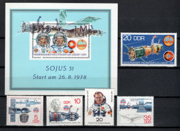 DDR 1978 Space, Spaceflight USSR - DDR, 5 Stamps + S/s MNH - Europe