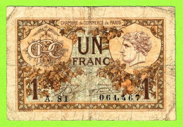 FRANCE / CHAMBRE De COMMERCE De PARIS / 1 FRANC / 10 MARS 1920 / N° 061,467 / SERIE A.81 - Chambre De Commerce