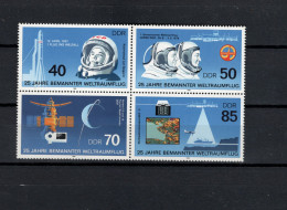 DDR 1986 Space, 25th Anniversary Of Manned Spaceflight Block Of 4 MNH - Europe