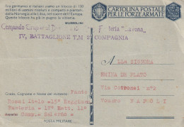 Italy. A203. 1942. Cartolina Postale 15° REGGIMENTO FANTERIA "SAVONA" IV BATTAGLIONE T.M 2^COMPAGNIA - 1939-45