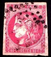 49 - 80c Rose Cérès Bordeaux - Variété Spectaculaire "fumée Devant La Bouche" - Oblitéré - TB - 1870 Bordeaux Printing