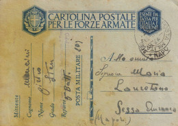 Italy. A203. 1941. Cartolina Postale Da POSTA MILIARE 109 (?) Per Sessa Aurunca - 1939-45