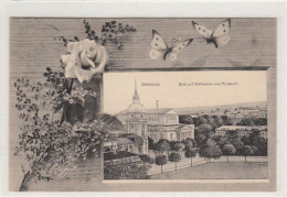 39089804 - Darmstadt, Passepartoutkarte.  Ein Blick Auf Das Hoftheater Und Auf Das Museum Gelaufen, 1907. Leichter Schr - Darmstadt