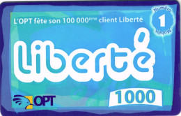 NOUVELLE CALEDONIE NEW CALEDONIA Telecarte Phonecard Prepayee Prepaid Liberte 1000 F 100000 Client Ex.2008 UT BE - Nieuw-Caledonië