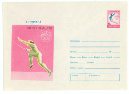 IP 76 - 127 FENCING, Montreal Olympics Games, Romania - Stationery - Unused - 1976 - Postal Stationery