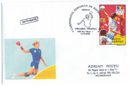 H 3 - 801 France-Hungary, European Handball Championship, Romania - Cover - 2004 - Cartoline Maximum