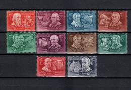 Hungary 1948 Space, Inventor And Discoverer, Edison, Zeppelin, Popov Etc. Set Of 10 MNH - Europe