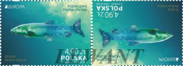 2024.04.25. Europe - Underwater Fauna And Flora - Common Barbel (Barbus Barbus) (tête-bêche) (1) - MNH - Ungebraucht