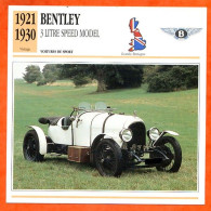 BENTLEY 3 LITRE SPEED MODEL 1921 Voiture De Sport UK Fiche Technique Automobile - Coches