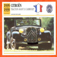 CITROEN TRACTION AVANT 11 CABRIOLET 1935 Voiture Populaire France Fiche Technique Automobile - Cars