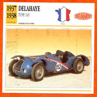 DELAHAYE TYPE 145 1937  Voiture De Course France Fiche Technique Automobile - Voitures