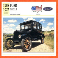 FORD MODEL T 1908 Auto Voiture Populaire USA Fiche Technique Automobile - Cars