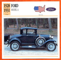 FORD MODEL A 1928  Voiture USA Auto Fiche Technique Automobile - Automobili