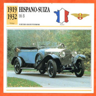 HISPANO SUIZA H6 B 1919 Voiture Auto Grand Tourisme France Fiche Technique Automobile - Autos