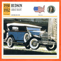 HUDSON GREAT EIGHT 1930 Auto Voiture De Luxe USA Fiche Technique Automobile - Automobili