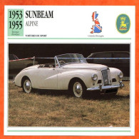 SUNBEAM ALPINE 1953 Voiture De Sport UK Fiche Technique Automobile - Voitures