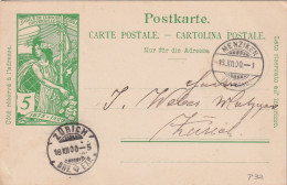 PK 31 UPU  Menziken (Aargau) - Zürich       1900 - Stamped Stationery